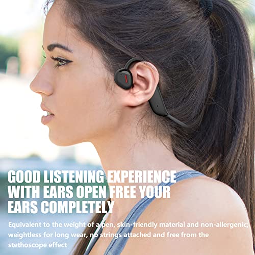 Open Ear Bone Conduction Headphones, Ougngrn Wireless Air Conduction Sport Earphones, Over-Ear Bluetooth 5.3 Lightweight Sweatproof Sports Headset For Running, Bicycling, Hiking,Work Out,Office(Black) #TOP3