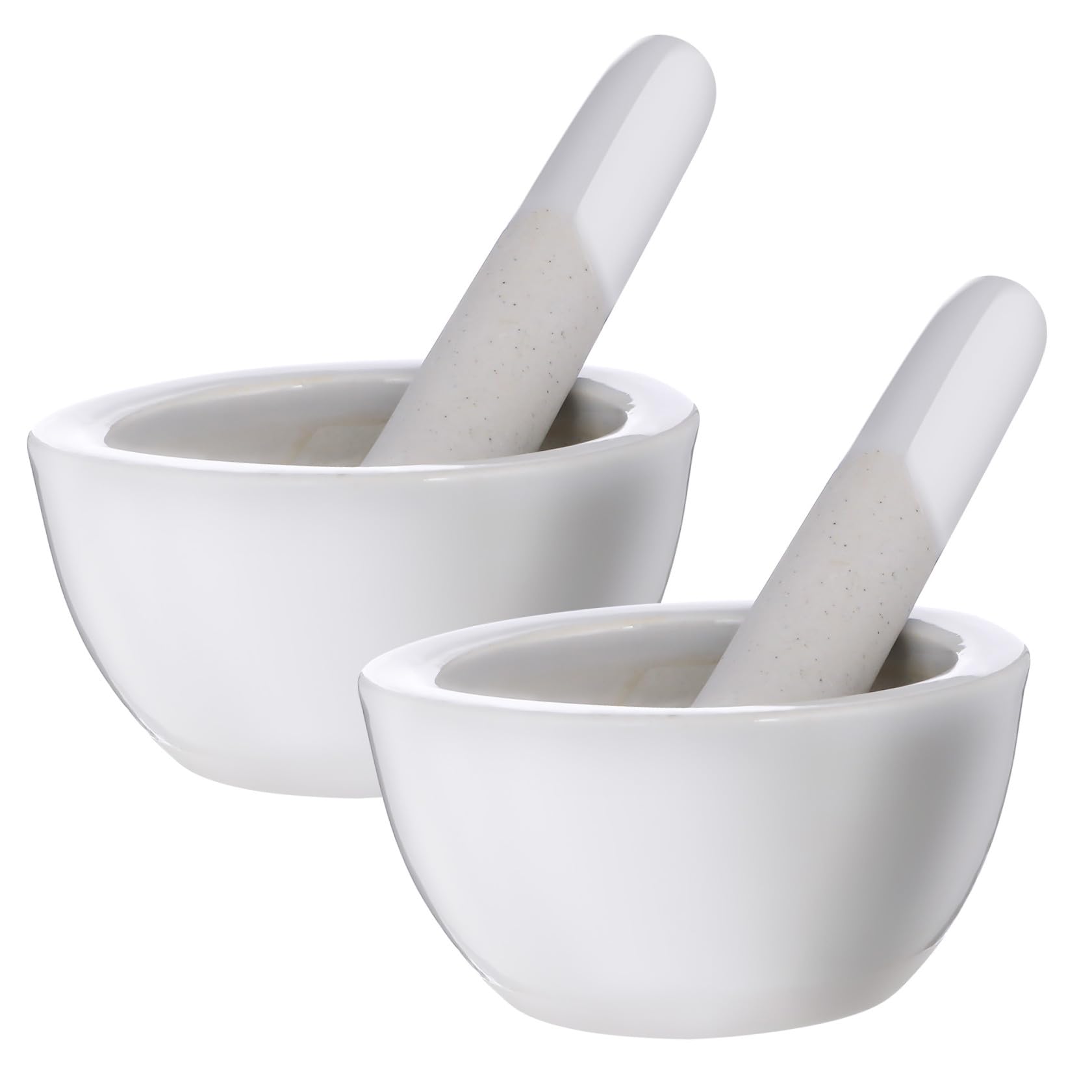 Generic Mortero de Porcelana Color Claro 60 Mm Palo para Machacar, Juego de 2 Piezas para Moler Medicamentos y Especias en Cocina y Laboratorio