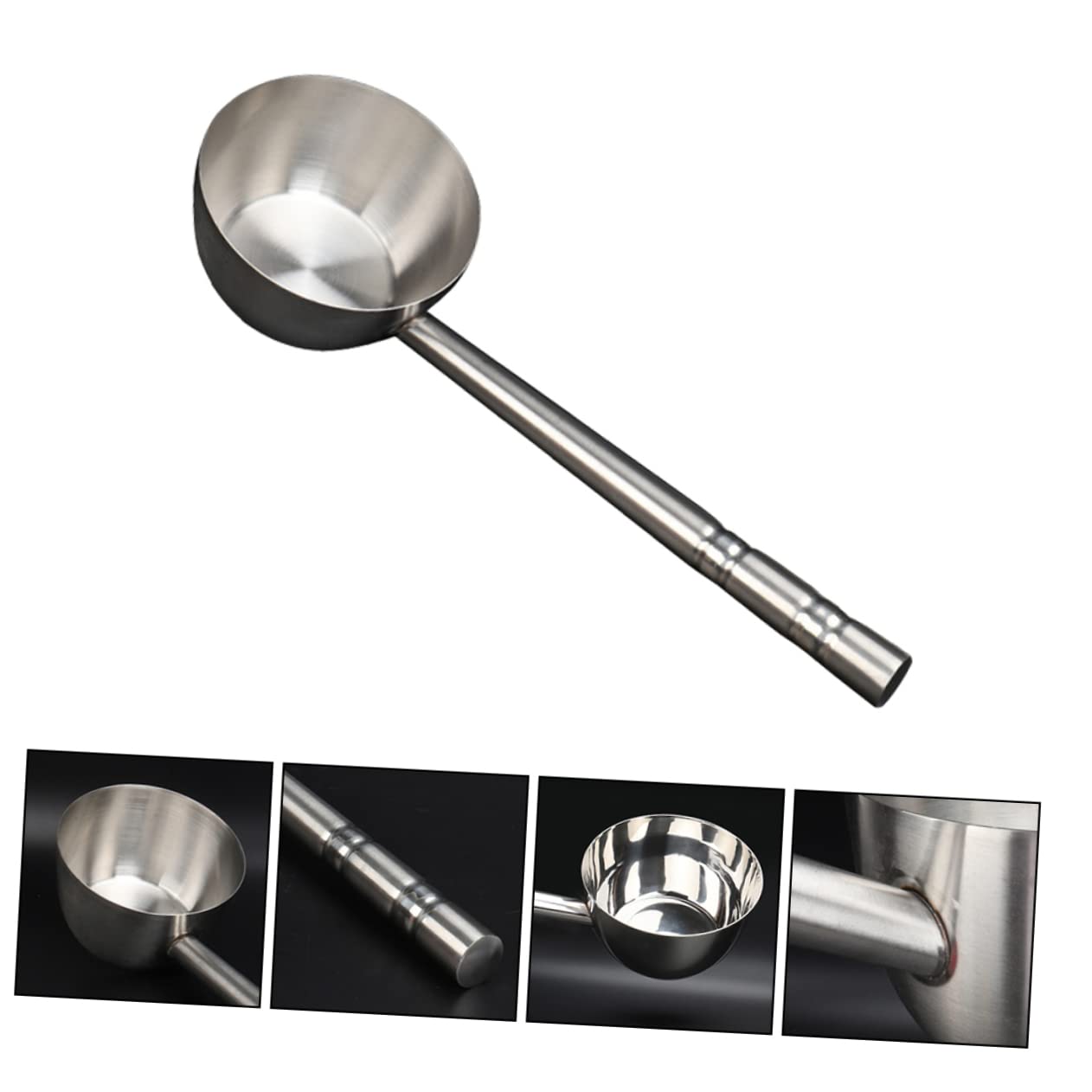 Alipis 2 Stück Küchenschöpfkelle mit Flachem Boden Langlebige Wasserschöpfkelle mit Langem Griff Vielseitiger Suppenkelle für Kochen und Servieren Rostfrei und Praktisch