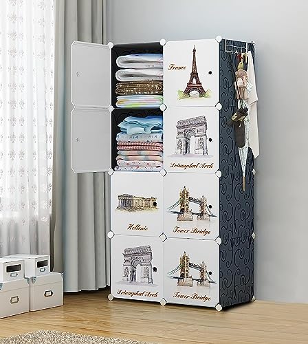 Image of Multi-Purpose Plastic Soft Sheet Wardrobe Storage Rack Closest Organizer for Clothes Kids Living Room Bedroom Small Accessories Wardrobe Organizer for Clothes (Black), 142 Cm, 71 Cm