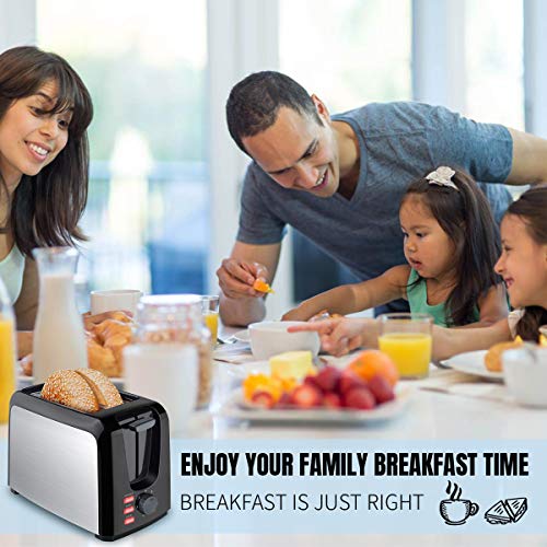 iFedio Toaster 2 Slice Stainless Steel Two with Removable Crumb Tray Wide Slot Toasters Best Rated Prime 7 Bread Shade Settings and Bagel,Defrost,Cancel Function for Bread,Black-23BB (TA01305BC-UL)