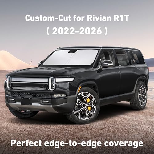 Image of EcoNour Windshield Sunshade Compatible for Rivian R1T 2022-2024 2025 2026, Sun Visor for Front Windshield & Window Sun Shade Cover, UV Heat Blocker & Protector, Car Accessories