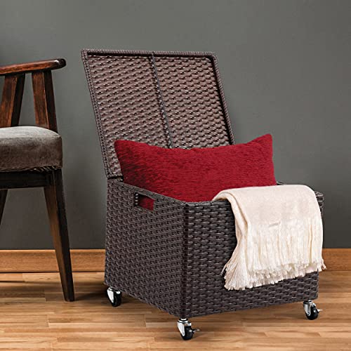 Birdrock Home 11517 Rolling File Box - Storage Cabinet With Wheels - Weatherproof Rattan-Style Resin Deck Chest thumb #3