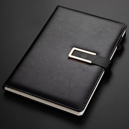 LIKLIVE Tagebuch braunes Buch (Black)A5 Business-Notizbuch,Hardcover Bullet Journal Mit Index und Pen-Loop,Papier Cremefarben,80gsm|200 Seiten,zum Arbeitsplan,Zusammenfassung Des Treffens Cover