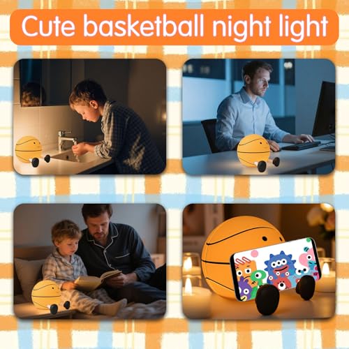 Image of Cute Basketball Night Lights for Children, Rechargeable Soft Light, Nursery Lights, Bedrooms, Desks, and Lovely Gifts for Boys and Girls