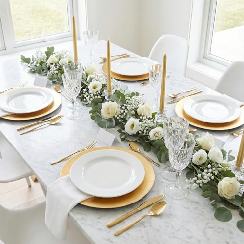 Set de 25 Platos Cargadores Plásticos Dorados 12" miniatura 7