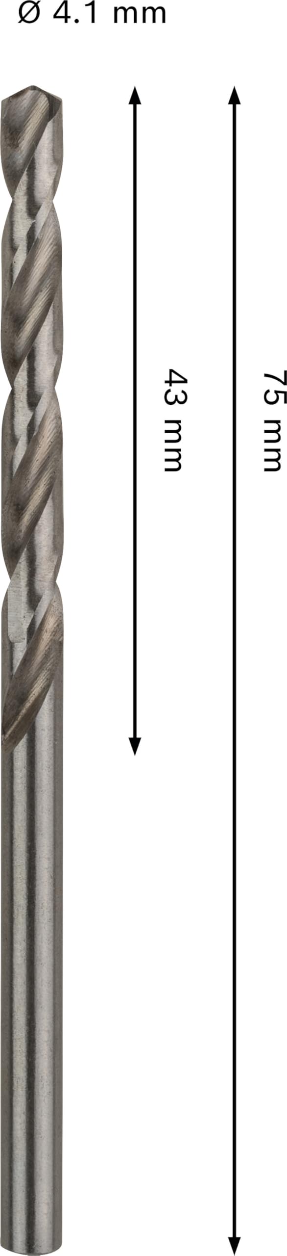 Bosch 1x Wiertło kręte o standardowej długości PRO Metal HSS-G (do Metale nieżelazne, Stal, Ø 4,10 mm, Professional Akcesoria Wiertarki/Wkrętarki)