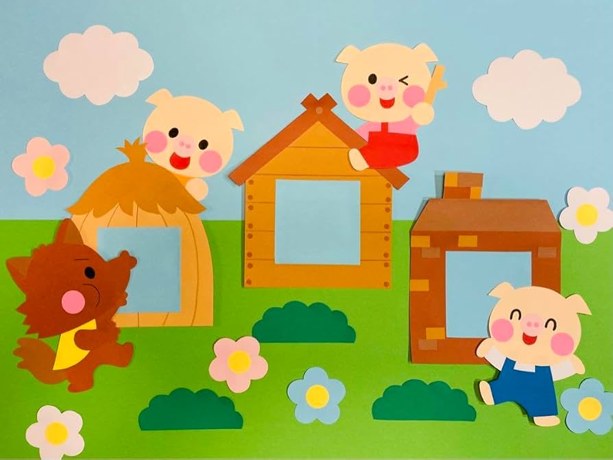 Amazon.co.jp: 壁面飾り さんびきのこぶた 春 4月5月6月 保育園