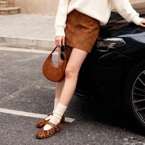 Image of Gothictor Women's Mesh Ballet Flats Round Toe Leopard Mary Jane Shoes Women | Cushioned Comfort, Easy to Style, Buckle Strap, Cheetah Print, Ballerina, Breathable, Wide Width, Non-Slip, Dressy Casual