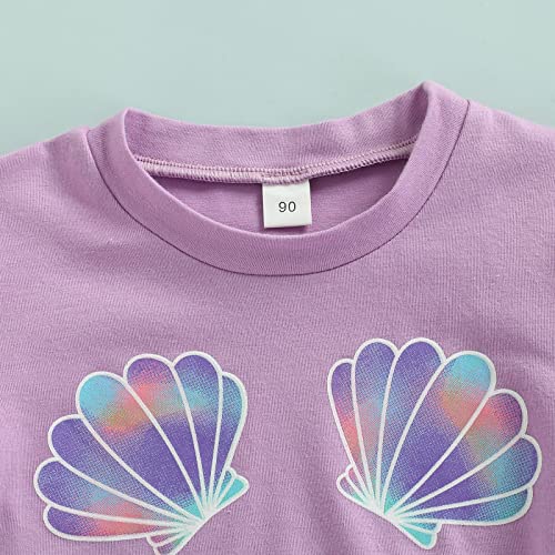 Baby Girl Summer Clothes Fly Sleeve Crop Top and Bell Bottom Fish Scale Pants Toddler Girl Sea Outfit 1-6Y2