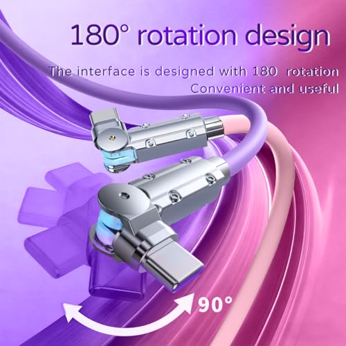 Image of USB-C to USB-C Cable 2 Pack 5ft 180Rotating Charger Cord Type C Chubby Silicone USB C to C Cable Type C Fast Charging Cord for iPhone 17 16 15 Samsung Galaxy S26 S25 S24 S23 S22,Laptops