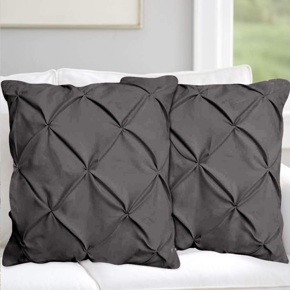 Pinch Pleated European Pillow Shams Set of 2 Dark Grey Pinch Pillow Shams European Square 800 TC 100% Egyptian Cotton Pinch Euro 26x26 Pillow Cover Gorgeous Decorative Pinch Pillow Shams