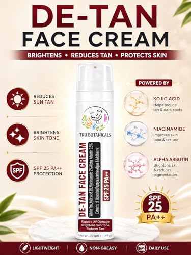 Image of Combo De-Tan Face Cream SPF 25 PA++ & Activated Charcoal Face Scrub | Tan Removal, Skin Brightening & Exfoliating Skincare for Women & Men | Pack of 2