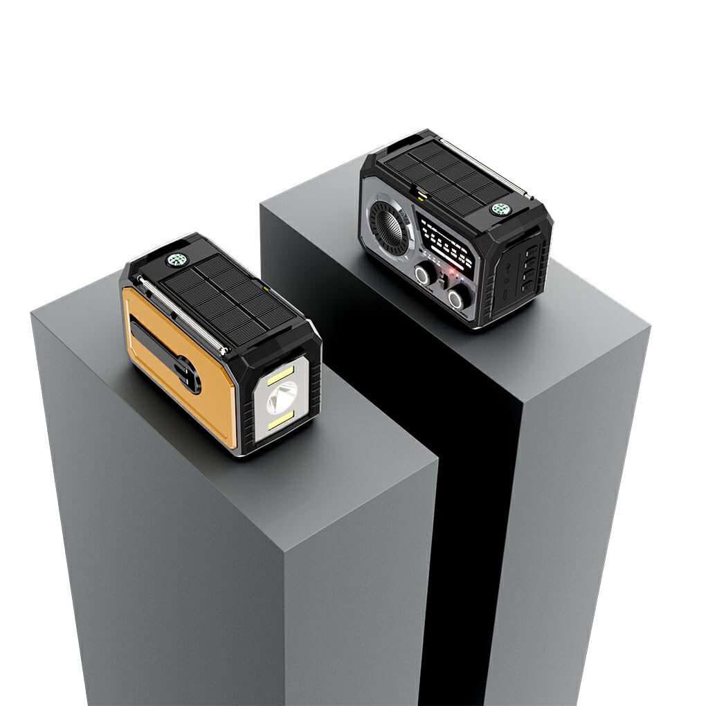 Radio FM con manivela de Mano, Clima de Emergencia, inalámbrico, ABS, Linterna LED, Potencia, BT, Linterna LED, manivela de Mano, Radio Am, Verde