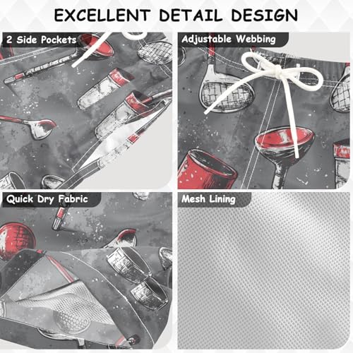 Pigsaly Boys' Swim Board Shorts Grey Golf Ball Boy's Swim Trunks Kids Swimwear XS3