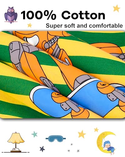 Image of DAUGHTER QUEEN Boys Pajamas 4 Pieces Long Set 100% Cotton Sleepwear Size 18 Months-12 Years