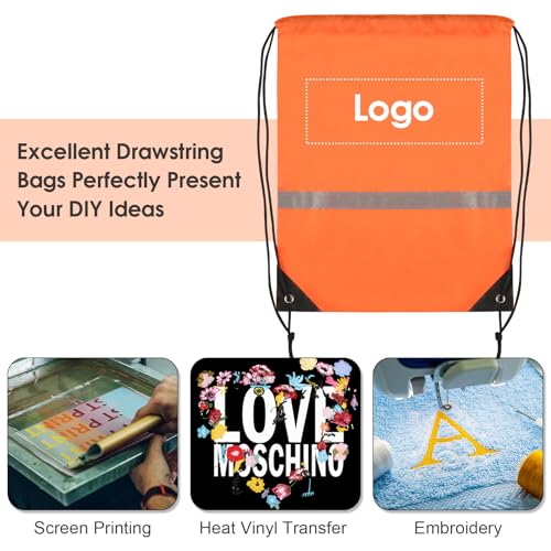 40 Pieces Drawstring Backpacks Bags Bulk,Waterproof Drawstring Bag with Reflective Strip for Women and Men,Drawstring Gym Bag DIY for Yoga Sport Traveling Beach,Multicolor3