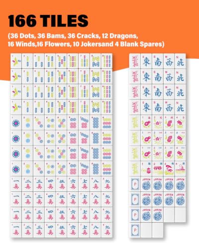 Set de Fichas de Mahjong Americano 1.2 pulgadas, 166 Fichas + 4 Dados miniatura 2