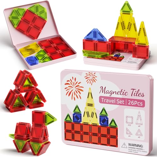 Image of Mini Magnetic Tiles Travel Set Iron Box Storage Baseplate
