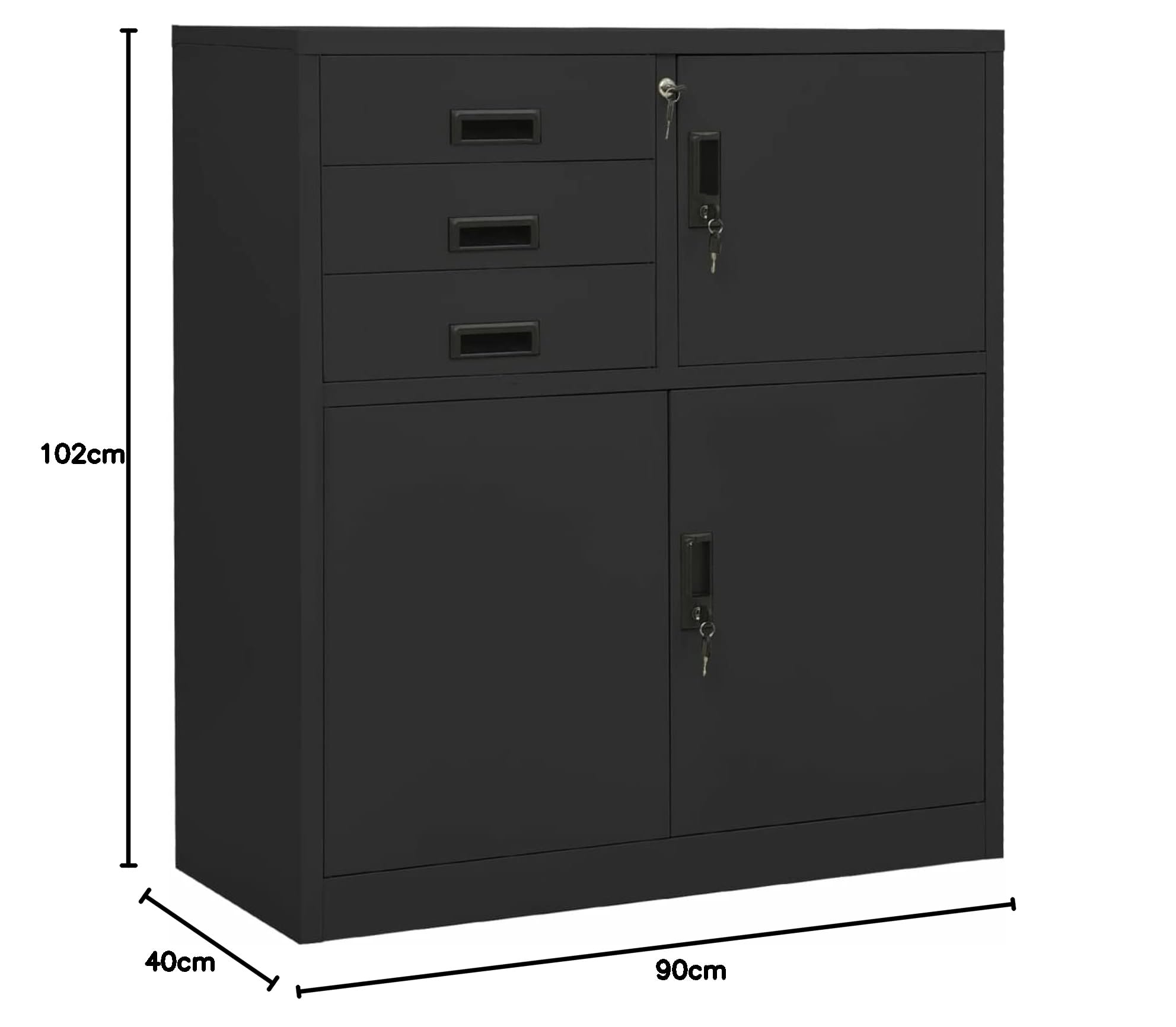 Büroschrank Anthrazit 90x40x102 cm Stahl Model336408