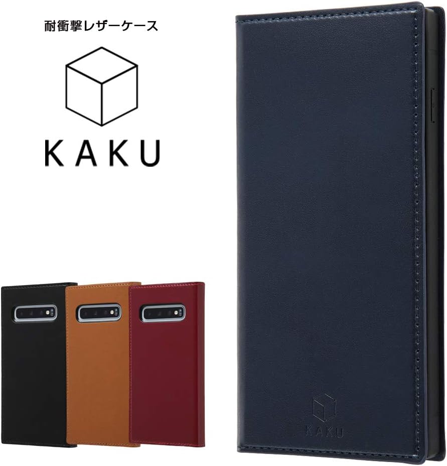 イングレム Inglem IN-GS10KBC1/K Galaxy S10 Notebook Type, Shockproof Leather Case, KAKU 360 with Ring, Cover/Camel