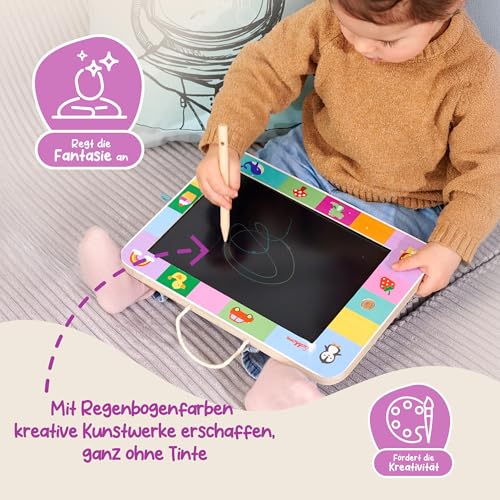 Eichhorn – LCD Zeichentafel mit einer Zeichenfläche von 22,5x16 cm, inkl. Zeichenstift, lasse deiner Kreativität freien Lauf, Batterien im Lieferumfang enthalten, aus Birken und Sperrholz, ab 3 Jahren