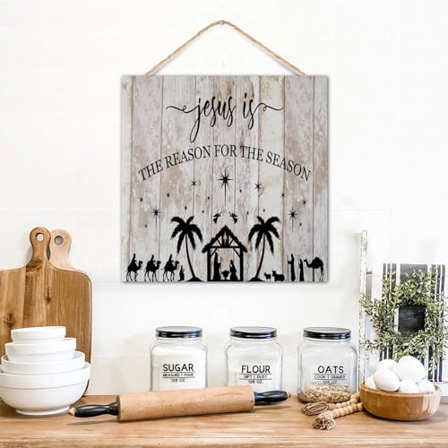 Cadeau chrétien idéal avec ce panneau décoratif Jésus en bois rétro - 4