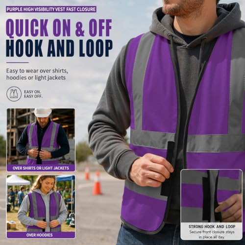 Image of AYKRM 12 colour High visibility viz vest hi vis viz reflective work construction safety vest (XS-8XL)