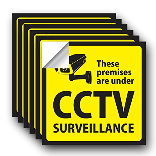 6 x SIGNSTICK CCTV Sign Self Adhesive Warning Sign/Safety Sign/Security Sign Decal Vinyl Sticker (SIGNSTICK_cctv_13_02)
