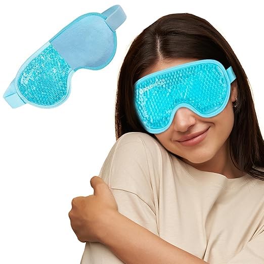 MURTISIDDH Polyester Eye Mask Cooling Gel With Beads For Dark Circles, Dry Eyes, Cooling Eyes, Redness, Eye Patches Eye Cooling Gel Pad Stretchable With Sleeping Mask Eye Relaxing For Women&Men