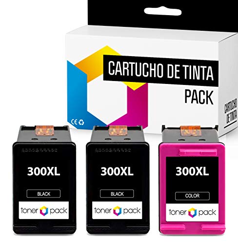 3 TONERPACK® 300 300XL Cartuchos de Tinta Compatible HP para impresoras DeskJet D1660 D2660 F4580 F4240 Envy 100 110 PhotoSmart C4780 C4670 (2 Negro + 1 Tricolor)