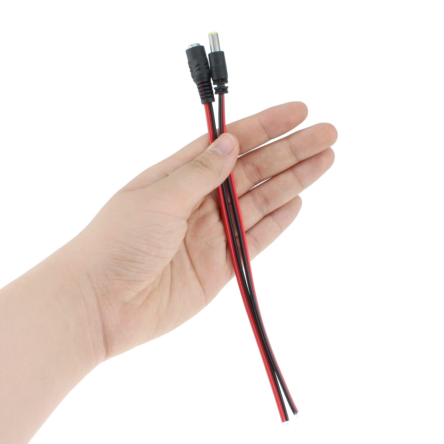 Sanhui 10 Stück DC Power Pigtail Kabel – 2,1 Mm X 5,5 Mm Stecker Und Buchse Für CCTV Kameras, 26 Cm Länge