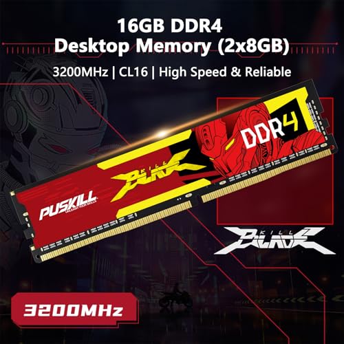PUSKILL DDR4 RAM 16GB Kit (2x8GB) 3200MHz PC4-25600 CL16 Desktop Memory - 1.35V UDIMM Low Latency, Intel XMP 2.0 Ready for Gaming PC, Compatible with Intel & AMD - Image 3