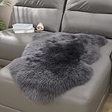 Soft Genuine Fluffy Sheepskin Rug, Cozy Wool Fur Area Throw Rug for Bedroom Living Room Decors Carpet Sofa Cover Chair Side of The Bed Couch Bench Pet Dog Pray Cushion Mat(2ftX3ft, Carbon Black)
