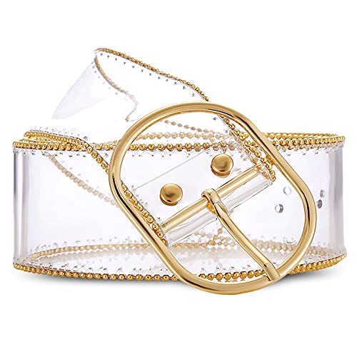 Fashion PVC Wide Transparent Clear Jelly Waist Belt with Fancy Buckle for Women and Girls