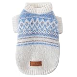 ISUPY ペット服 秋冬 犬服 ニット セーター ドッグウェア パーカー コート 毛糸 伸縮性あり 小型犬 中型犬 おしゃれ ジャケット 暖かい 防寒 防風 保温 ペット 猫用 トイプードル チワワ 洋服 お出かけお散歩 (L,ブルー)