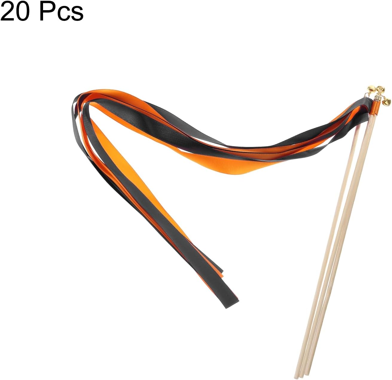 MECCANIXITY 20Pcs Wedding Ribbon Sticks Party Ribbon Streamers Sticks for Wedding Party Celebration Orange,Black