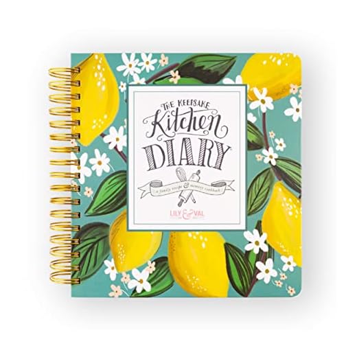 Lily & Val Keepsake Kitchen Diary Cookbook, Blank Recipe Book to Write in Your Own Recipes, Dinner, Breakfast, and Lunch Recipe Book, 300 Pages Whimsical Lemons