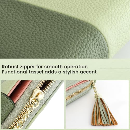 Image of Pomelo Best Womens Wallet RFID Blocking Bifold Multi Card Slots | Large Capacity, 12 Card Slots, Id Window, 3 Compartment, 2 Bill Hoder, Phone Compartment, Zipper Coin Pocket, Soft Leather