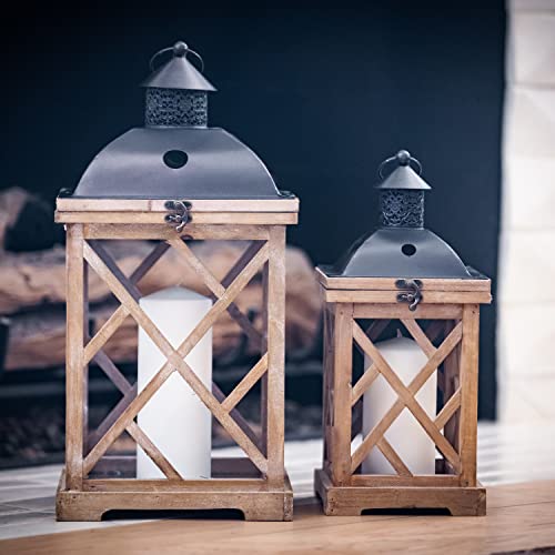 Stonebriar Decorative Wooden Hurricane Candle Lantern Set, Use As Decoration For Birthday Parties, A Rustic Wedding Centerpiece, Or Create A Relaxing Spa Setting, For Indoor Or Outdoor Use #TOP6