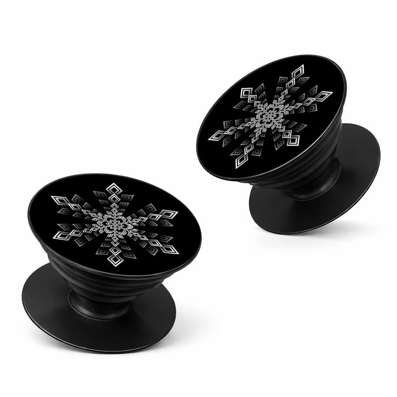 Image of Phone Case Holder | Expanding Kickstand, Mobile Phone Hold Grip for iPhone, Samsung, OnePlus & All Smartphones - Mandala (Black White)