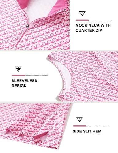 Women's Golf Sleeveless Shirts Quarter Zip Up Tennis Polo Print Shirts for Women Collared Lightweight Tennis Tank Top - image 3