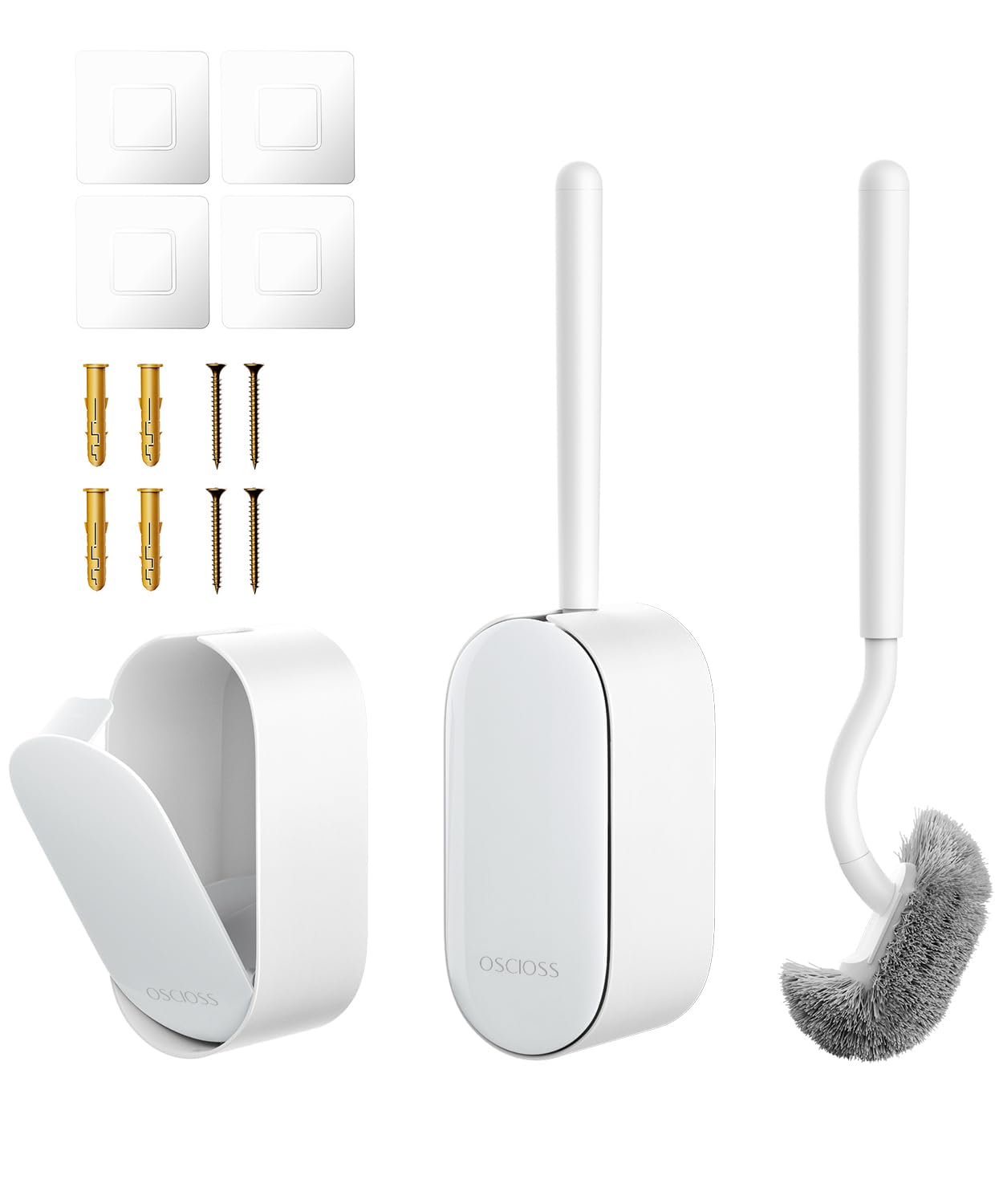 Toilet Bowl Brush and Holder, OSCIOSS Toilet Brush & Holder Set with Ergonomic Design, Compact Size, Durable Bristles, Ventilation Slots Base for Bathroom (White, 2 Pack) — image 1