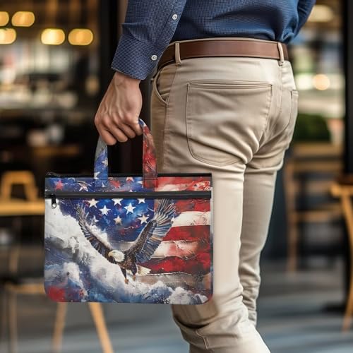 Eagle American Flag Canvas Document Bag Zippered File Pouch Bag with Handle 4th of July Folder Briefcase Document Storage Bags3
