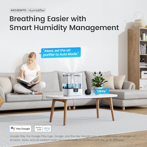 Smart Humidifiers for Bedroom Large Room Home, 6L Cool Mist Top Fill Humidifier with Essential Oil Diffuser, Smart App & Voice Control, for Nursery & Plants, White, 1 Pack + 7 Color NightLight - Image 4