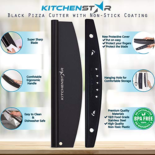 Kitchenstar Pizza Stone For Oven And Grill 12 Inch + Pizza Cutter Rocker 12" Black + Pizza Paddle With Folding Handle (9.5 X 14 Inches) - Pizza Making Set Bundle #TOP5