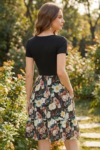 Image of Newshows Women's 2026 Summer Casual Square Neck Ruffle A Line Beach Vacation Sundress Work Business Dress with Pockets