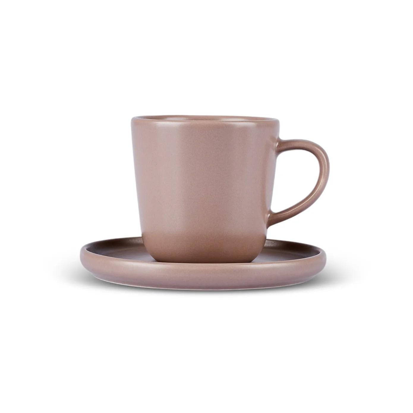 KARACA Eric Turkish Coffee Cup Set for 4 People - 8 Piece Coffee Cups with Saucers - Small Stoneware Espresso Cups Set - Ideal for Serving Arabic Coffee, Greek Coffee (88ml)