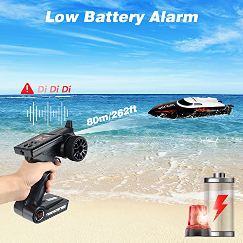 Ulifance 25 km/h Ferngesteuertes Boot für Pools und Seen,RC Boot Spielzeug für Kinder und Erwachsene Schwarz