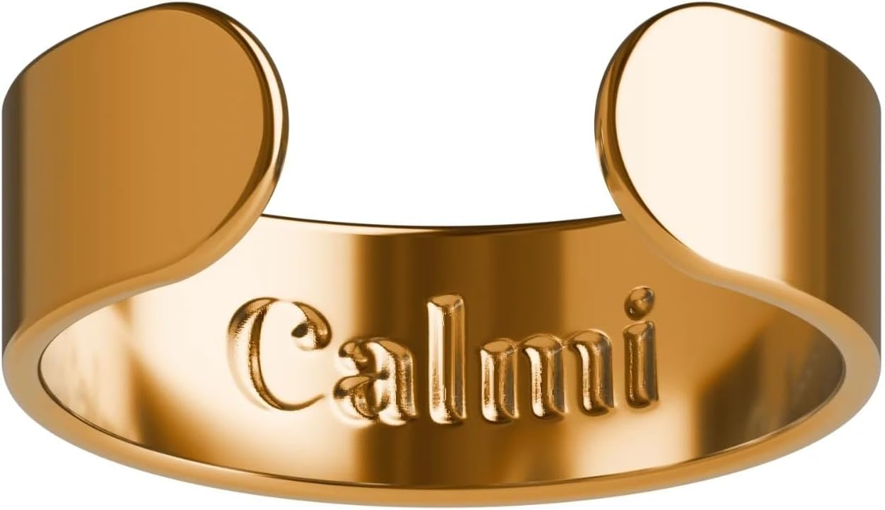 CALMI - Magnetic Wellness Ring 18K Gold Plated with Adjustable Stainless Steel Design | Wearable Magnetic Field Accessory for General Wellbeing | Unisex (Gold)